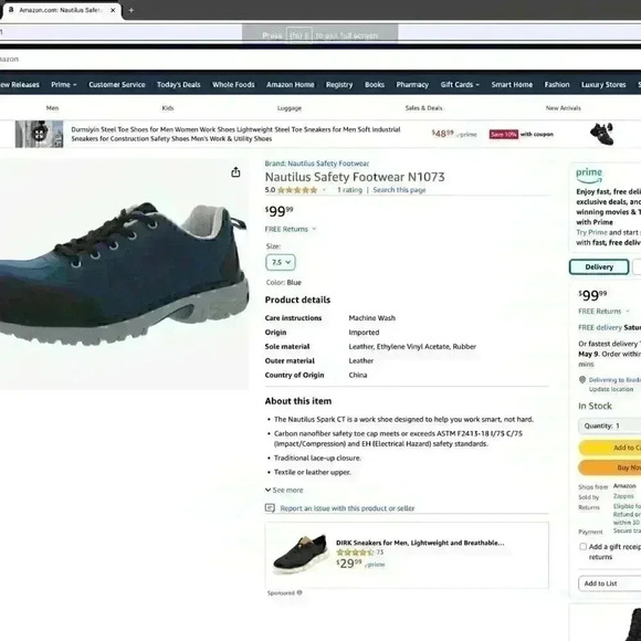 Nautilus Safety Steel toe Footwear Women's D N1073 Spark EH NIB (Save $50.00) - Picture 2 of 7